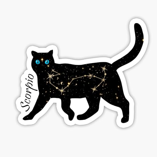 Scorpio Cat Zodiac Sticker Decal, 5 inches | Water Proof |