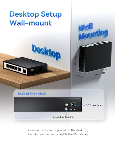 Image of 5 Port 2.5G Web Managed Ethernet Switch with 10G SFP+, 2.5Gb Network Homelab Switch Support LACP /VLAN /QoS /STP /IGMP, Fanless 2.5 Gigabit Managed Switch, Metal Housing, Desktop /Wall-Mount