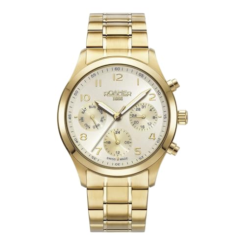 Montre Roamer à quartz analogique homme 204982, le cadeau idéal en or