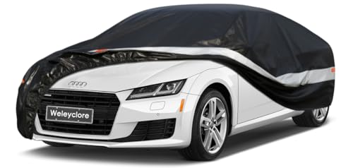 Image of 10 Layers Coupe Car Cover Waterproof Breathable,100% Waterproof Outdoor Car Covers Custom Fit for Jaguar F type, Audi TT, BMW Z4, Nissan 370z, Porsche 718 Cayman, Audi A3 Saloon,etc Black