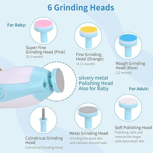 Image of Farraige Baby Nail Trimmer New Born with Lights | Electric Baby Nail Cutter 0-6 Months with Multiple Filer Heads Adjustment | New Born Baby Products, Pack of 1