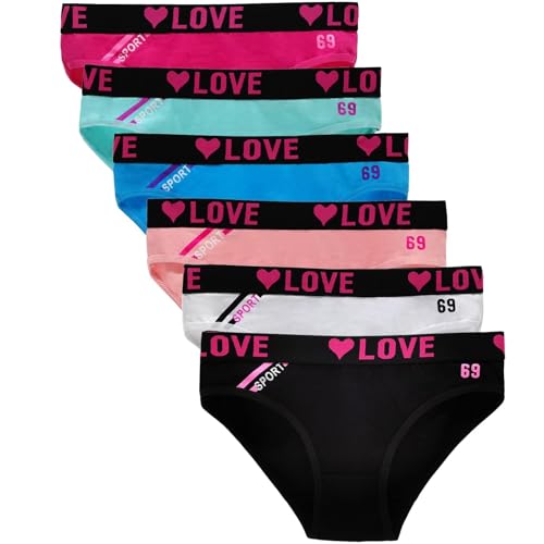 Hornice - Hornice Mädchen Slips aus Baumwolle 6er Pack Teens Unterhosen Kinder Unterwäsche Logo Sportunterwäsche Pantys Sportgürtel Bikini für 8-18 Jahren