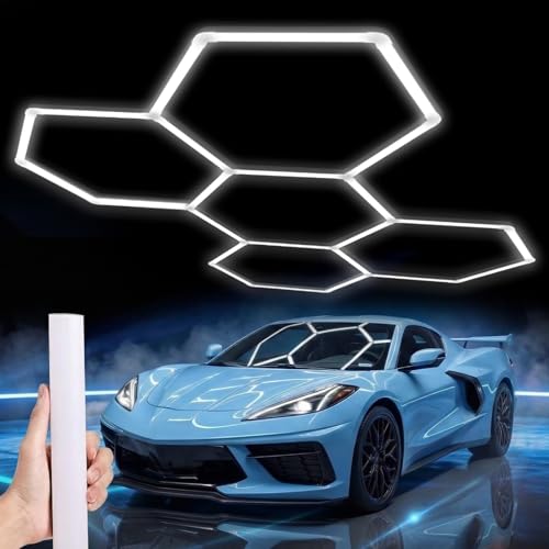 LZHOME Hexagon LED Garage Light: 25 Pack Updated Bigger Size, 26400LM Super Bright Car Detailing Ceiling LED Shop Light for Warehouse Workshop Gym Basement Car...