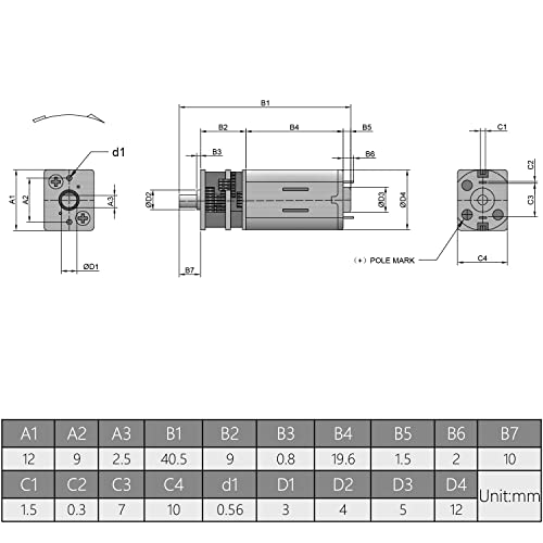 Fielect Mini Gear Motor DC 12V 400RPM Micro Gear Motor, Speed Reduction Motor 12GAN30 for RC Car, Robot Model, DIY Engine Toys