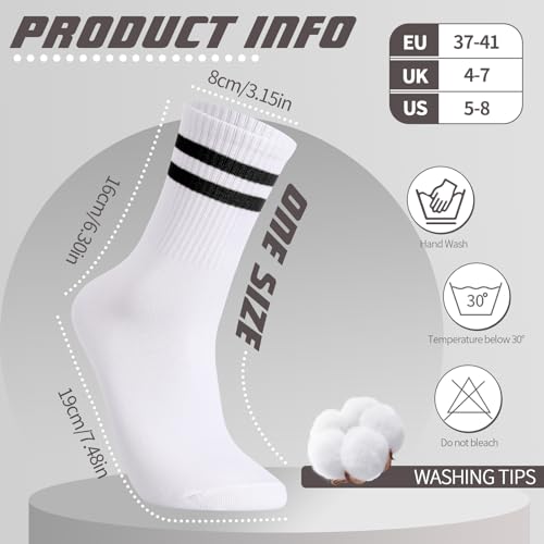 Image of Jspupifip 8 Pair Striped Athletic Crew Socks Running Socks for Men Women | Moisture-Wicking, Soft Stretchy Casual Mid Calf Socks Size 5-8, Breathable Casual Gym Socks