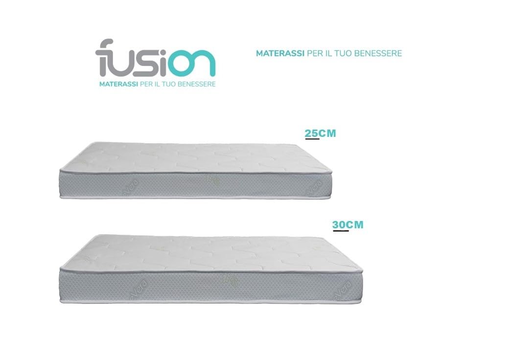 Materasso Memory Foam 25 cm/30 cm con Rivestimento Aloe Vera – Ortopedico, Ipoallergenico, Antibatterico,Ergonomico per Sonno Profondo e Rilassante (Altezza 25 cm, Piazza e Mezza 120 x 190 cm)