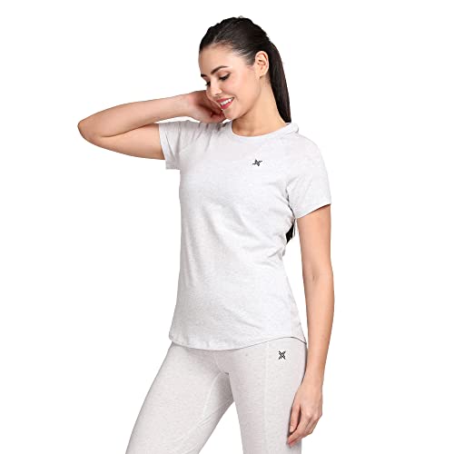 Image of Lavos Women's Regular Fit T-Shirt with Half Sleeve Round Neck, Bamboo & Cotton Gym, Yoga and Sports Wear for Women