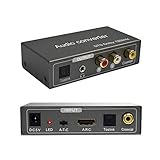 192KHz Multi Function Audio Converter, Tohilkel HDMI ARC or Toslink (Optical,SPDIF) or Coaxial to 3.5 mm Jack Stereo R/L Toslink (Optical,SPDIF) Coaxial, Support Multi Ports Output Simultaneously