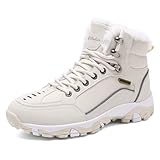 Littleplum Damen Winterstiefel Warm Gefüttert Trekking Schuhe Herbst Outdoor Schneestiefel Winterschuhe,Beige,42 EU