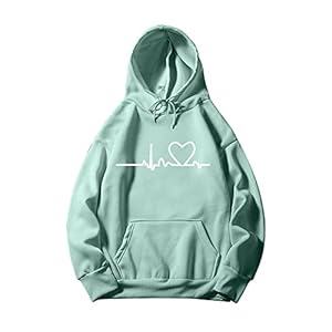 Hoodies for Women Casual Women Casual Solid Color Hooded Sweatshirt Love Printed Hooded Sweater With Pockets Athletic Hoodies Women