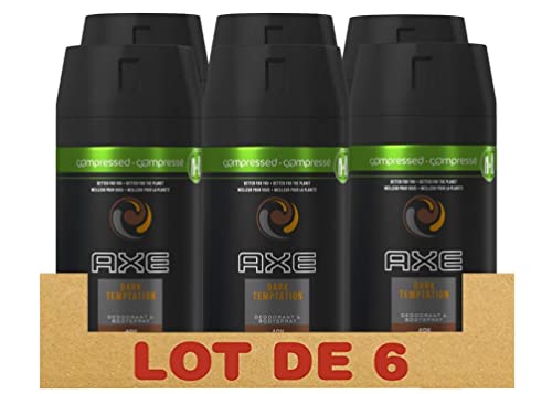 Axe Déodorant Spray Compressé Dark Temptation 0% Sels d'Aluminium, Pour Sentir Bon Toute la Journée (Lot de 6x100ml)