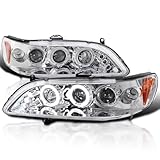 Spec-D Tuning Chrome Housing Clear Lens Projector Headlights Compatible with 1998-2002 Honda Accord 2/4 Door, Left + Right Pair Headlamps Assembly