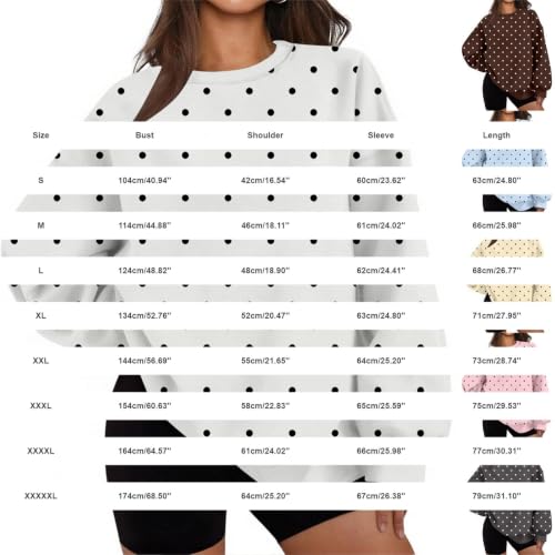 Polka Dot Sweatshirt for Women Oversized Crewneck Long Sleeve Pullover Tops - image 6