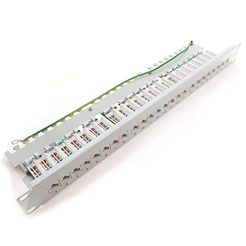 1aTTack.de 367468 Patch panel CAT6a 24 port white distribution panel LSA+ connection technology network distribution, RJ45