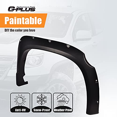 G-Plus Fender Flares, Compatible With 2014-2020 Toyota Tundra, 66.7" / 78.7" / 97.6" Bed Length, Pocket Rivet Style Smooth Black Wheel Cover Protector Vent Trim 4Pcs #TOP2