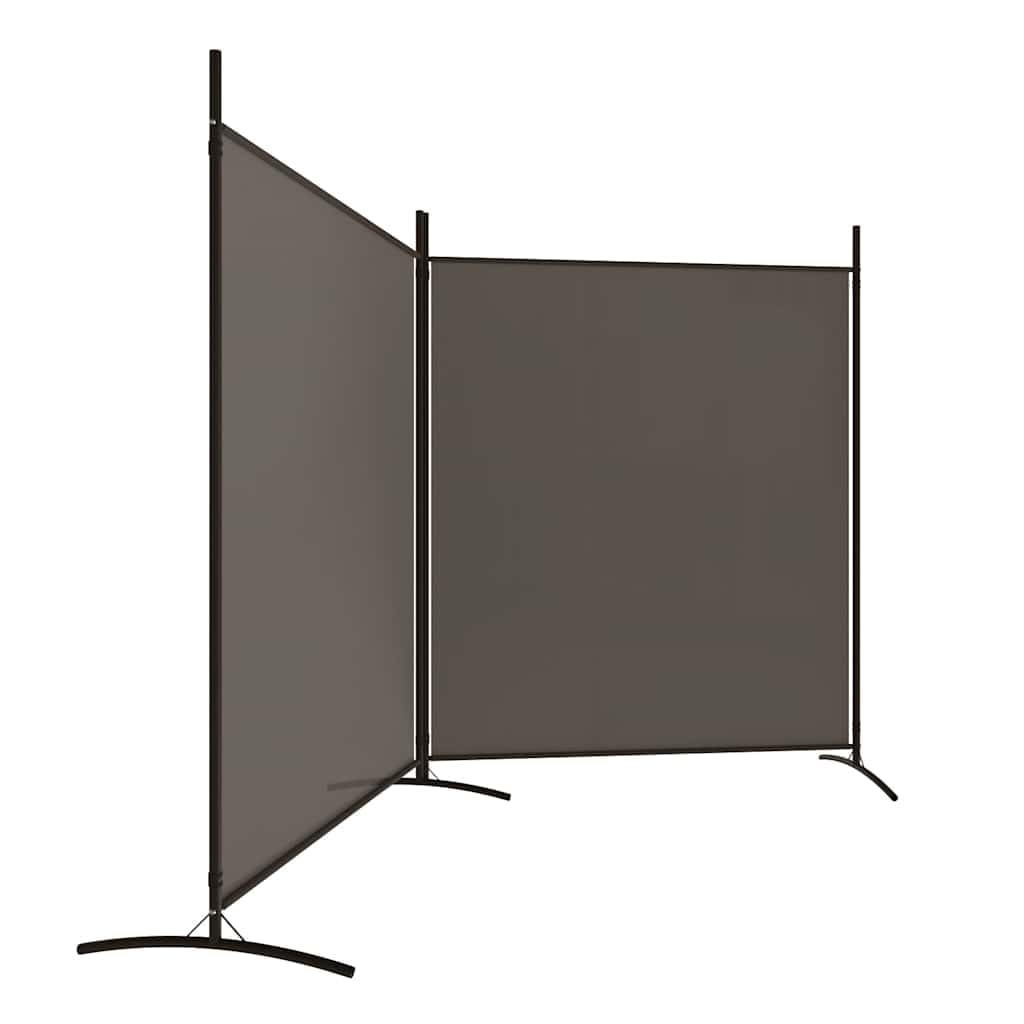 2-częściowy parawan, antracyt, materiał 348 x 180 cm, składany ścianka działowa do salonu, biura, mieszkania, na balkon, uniwersalna ścianka działowa z drzwiami i modułową ścianką działową mobilną