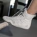 B LUCK SHOE Men’s Boxing Shoes Lightweight High-Top Training Shoes with Drawstring – Supportive Gym Footwear for Fighters LS508 White/Grey