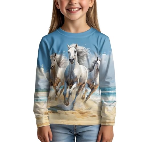 Image of Kids Long Sleeve Shirts for Girls 3-16 Year Old Cute Clothes for Teen Girls Casual Workout Tops