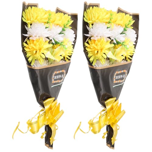 GALPADA Bouquet di Fiori Artificiali per Cimitero 2 Pezzi Fiori di Stoffa Realistici per Decorazione Lapide Decorazioni Floreali Commemorative per Tombe
