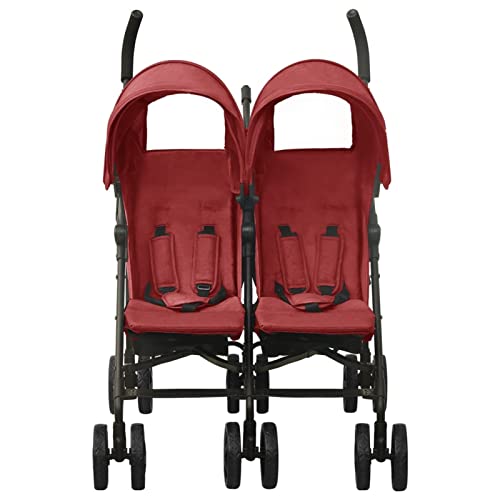 Chenshu Geschwisterwagen, Zwillingskinderwagen, Doppelkinderwagen, Geschwisterbuggy, Double Stroller, Rot Stahl