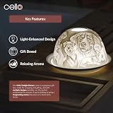 Cello Porzellan Teelichthalter Kuppel - Design für Hundeliebhaber mit 3D-Projektionsbild und Nachricht, duftend, unparfümiert, LED-Kerzenwachswärmer, Geschenk für Mama und Papa, Ornament für