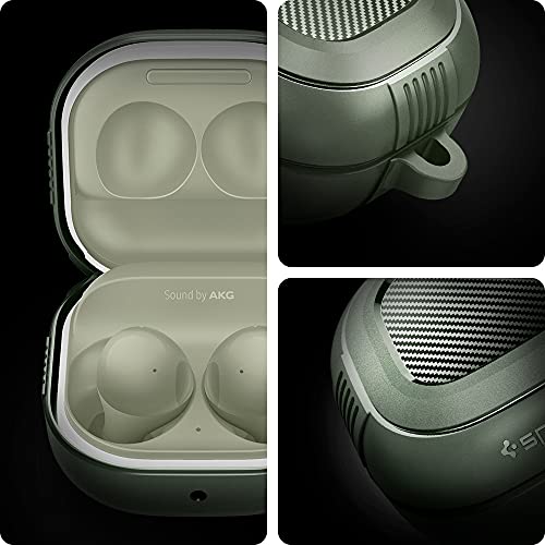 Image of Spigen Galaxy Buds2 Pro /Buds2 /Buds Pro /Buds Core /Buds FE Case, Carabiner Included, Shock-Proof, Light & Compact Cover, (Rugged Armor) - Military Green