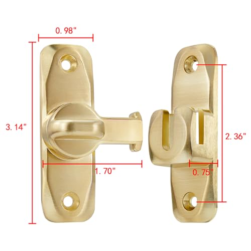 Image of INIRET 3 Packs Barn Door Latches,Gold 90 /180 Degree Gate Lock,Zinc Alloy Right Angle Door Lock Latch,Flip Gate Latches Hardware,Door Security Sliding Door Latch Lock fo Cabinets,Bathroom,Barn Door