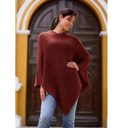 NOVICA Handmade Alpaca Poncho Women's Wool Peru 'Autumn Splendor'3