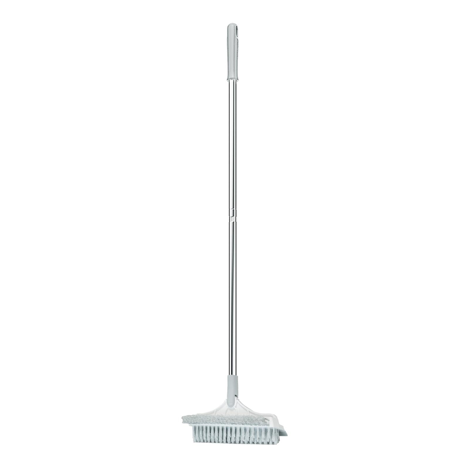 Cepillo para Suelos con Cerdas 3 en 1 Cepillo para Lechada con Mango Largo ° Estructura de Acero Inoxidable Y PP para Fregar Barrer Y, Blanco Gris, tal como se describe