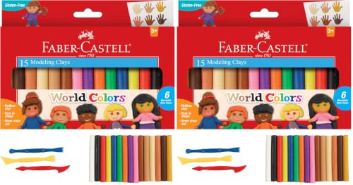 Image of Faber-Castell World Colors Modeling Clay - Modeling Clay for Kids - Sensory Play (Pack of 2)