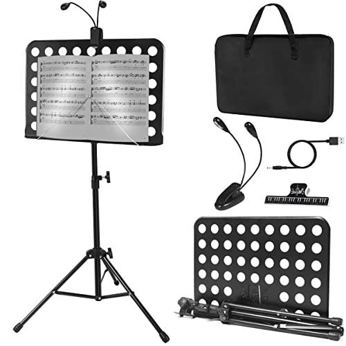 Lotmusic Sheet Music Stand, Portable Music Stand, Foldable And Height-Adjustable Music Stand With Bag, Sheet Music Clip, Light, Suitable For Playing Musical Instruments And Traveling Out #TOP24