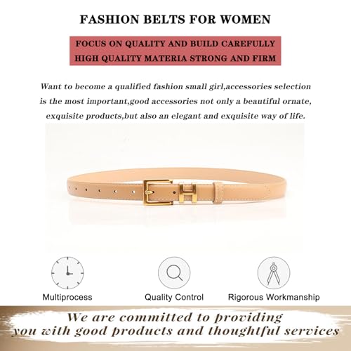 Women's Retro Alloy Buckle Belts Ladies Pu Leather Belt Girl's Fashion Waist Belt for Pants Jeans Dresses (Khaki, Fit Waist Size 31"-35")4