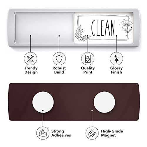 image for ASSURED SIGNS Stylish Clean Dirty Magnet Sign - 2 by 7 Inch - Ideal Cl