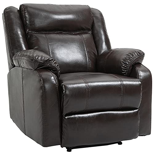 Design moderno homcom Poltrona Relax Reclinabile fino 150° con Poggiapiedi Integrato, Similpelle PU e Metallo, Marrone, 90x95x100cm