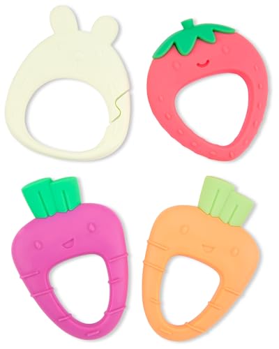 Image of Skip Hop Soft Silicone Baby Teething Ring Toys Farmstand Teethe & Play Toy Set of 4, BPA-Free, Age 3m+