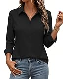 Zeagoo Black Blouses for Women Dressy Casual Button Down Shirt Fall Outfit