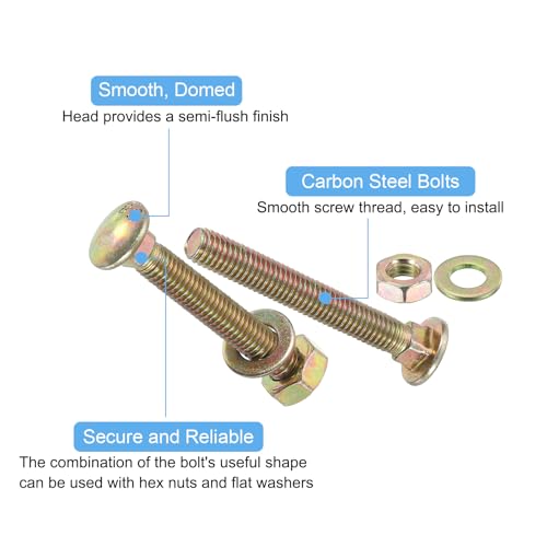 QUARKZMAN M8 x 30mm Schlossschrauben Kit 12 Set Rundkopf Vierkanthalsschrauben Schlossschrauben Set Inklusive Kohlenstoffstahl Verzinkt Beschichtet für Befestigung von Zubehör