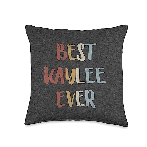 Custom Kaylee Gifts & Designs for Girls Best Kaylee Ever Retro Vintage Name Gift Dark Heather Gray Throw Pillow, 16x16, Multicolor