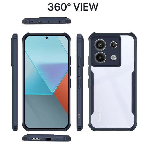 Image of Pikkme Redmi Note 13 5G Back Cover | Crystal Clear Transparent Back | Ultra Hyrbid | Full Camera Protection | Raised Edge | Bumper Back Case (Blue)