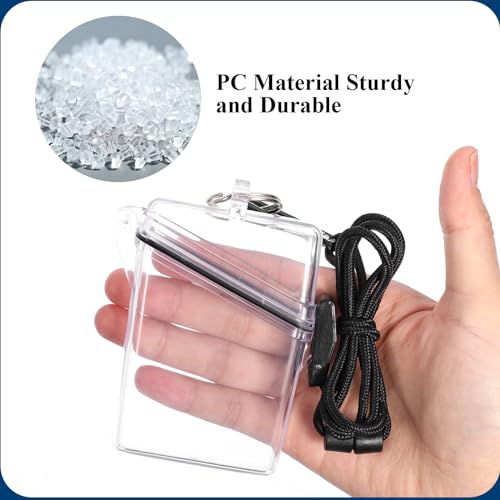 Pacote com 3 porta-crachás de identidade, à prova d'água, transparente, vertical, com cordão, mosqu