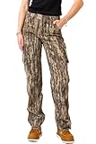 Realtree Women’s Camo Hunting Cargo Pants - Lightweight Cotton 6 Pockets Mid-Rise Slim Fit