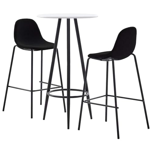 Juego de mesa de bar y 2 taburetes Mangloder de acero y MDF blanco para cocina 2