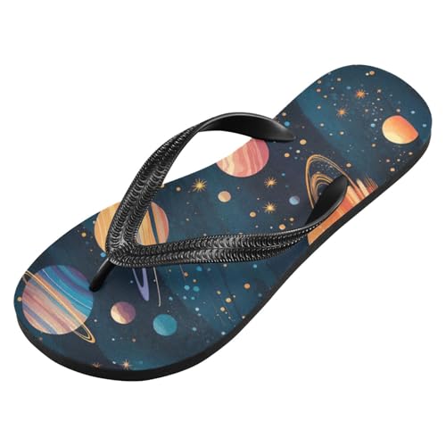 Womens Flip Flops Space PlanetsNon-Slip Casual Beach Slippers Rubber Sandals214B2830