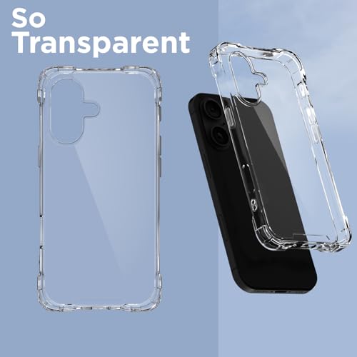 Image of Pikkme Back Cover for iPhone 17 PC + TPU Clear Transparent Raised Edges Shockproof Protective Phone Bumper Case(Transparent)