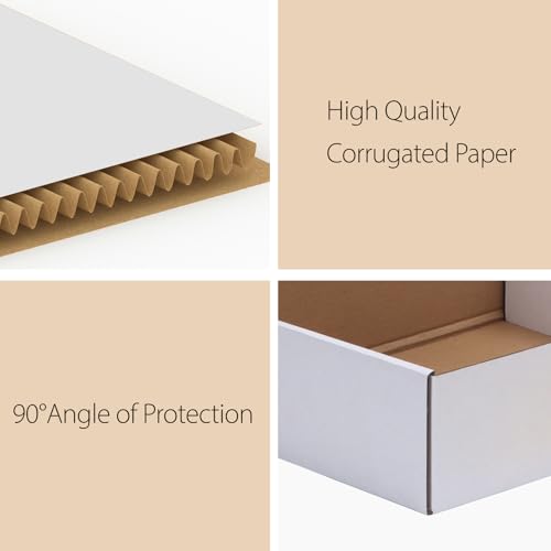 Image of RLAVBL 12x9x3 Shipping Boxes Set of 6, White Corrugated Cardboard Box for Packing, Mailing, Business