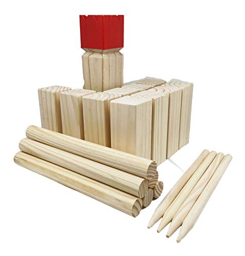 GICO Kubb Spiel XXL Set für Wikingerspiel mit König 30 x 7 x 7 cm