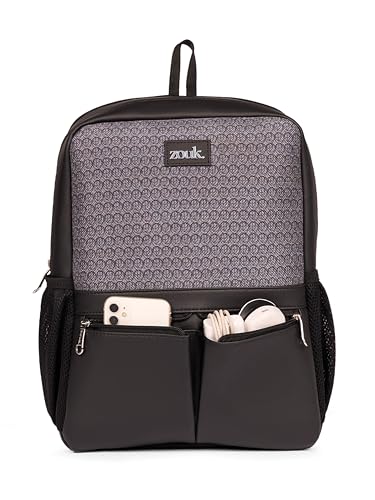 Image of ZOUK Men's Office Laptop Backpack (15.6 Inch) | Vegan Leather Travel Bag with Dual Compartments, Padded Laptop Sleeve, Trolley Sleeve, Waterproof Lining & Multiple Pockets |