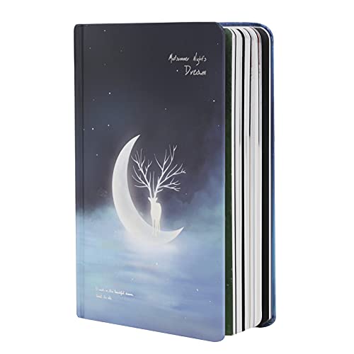 Carnet de notes A5 de qualité supérieure avec couverture rigide au motif lune et élan