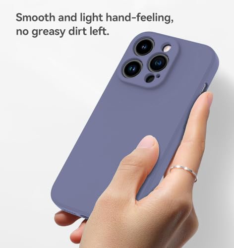 Image of DIZORO Square Microfiber Candy Case Compatible for iPhone 13 Pro Max Shockproof Slim Back Cover Liquid Silicone Case - Lavender Grey