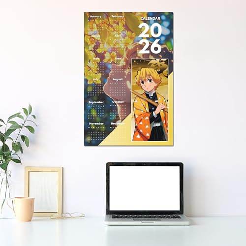 Image of 2026 Anime Wall Calendar 12 x 18 Inch | Zenitsu Agatsuma Theme | Aesthetic Anime Poster Calendar | Room & Wall Decoration | Premium Print